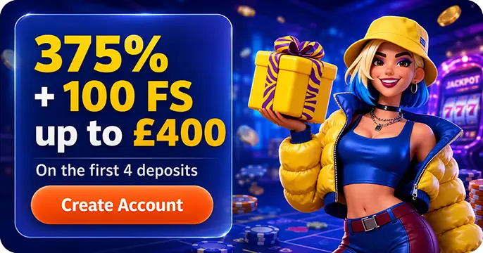 SpinСity 375% up to £400 + 100 FS